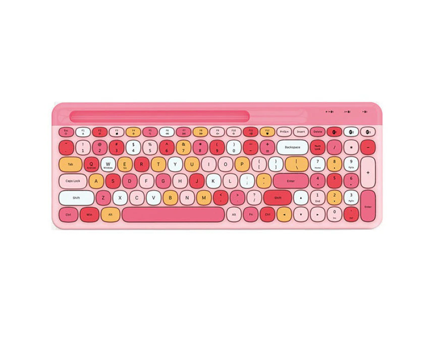 Marge Plus Colorful Bluetooth Wireless Keyboard with Phone Holder for Tablets PC-Pink