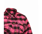 RIDERACT® Women Motorcycle Flannel Shirt Pink Reinforced Motorbike Shirt with Aramid Fiber Safety Protective Gear