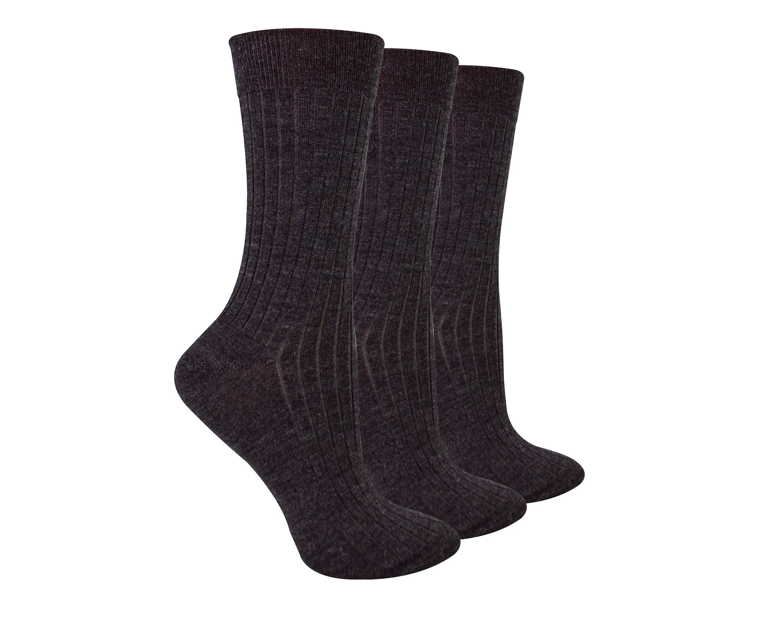 3 Pairs Multipack Ladies Original Merino Wool Socks | Steven | Breathable Winter Thick Cushion Warm Boot Socks - Dark Grey - Dark Grey