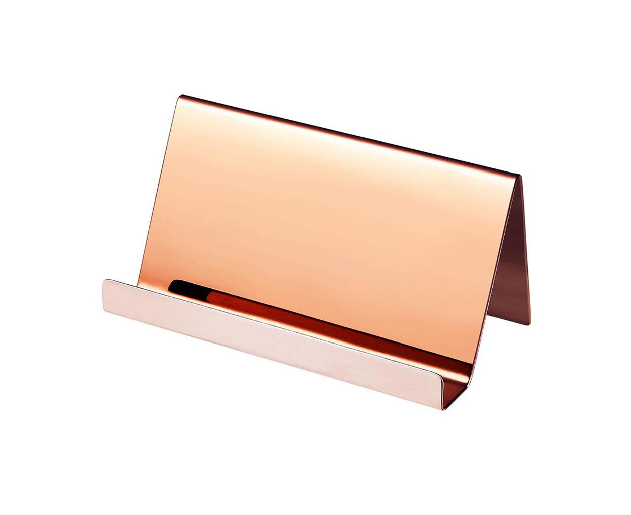 High-End Stainless Steel Business Name Card Holder Display Stand Rack Desktop Ta - Rose gold