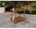 Imola Outdoor Teak Bar Cart Drinks Trolley Matt Terracotta