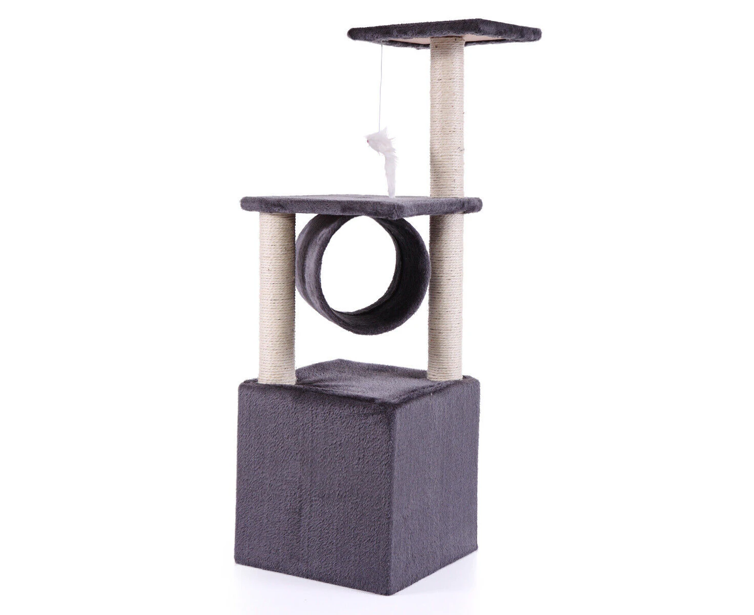 91cm Cat Tree Scratching Post Pole Tower Condo Kitty Activity Bed Stand Scratcher Grey