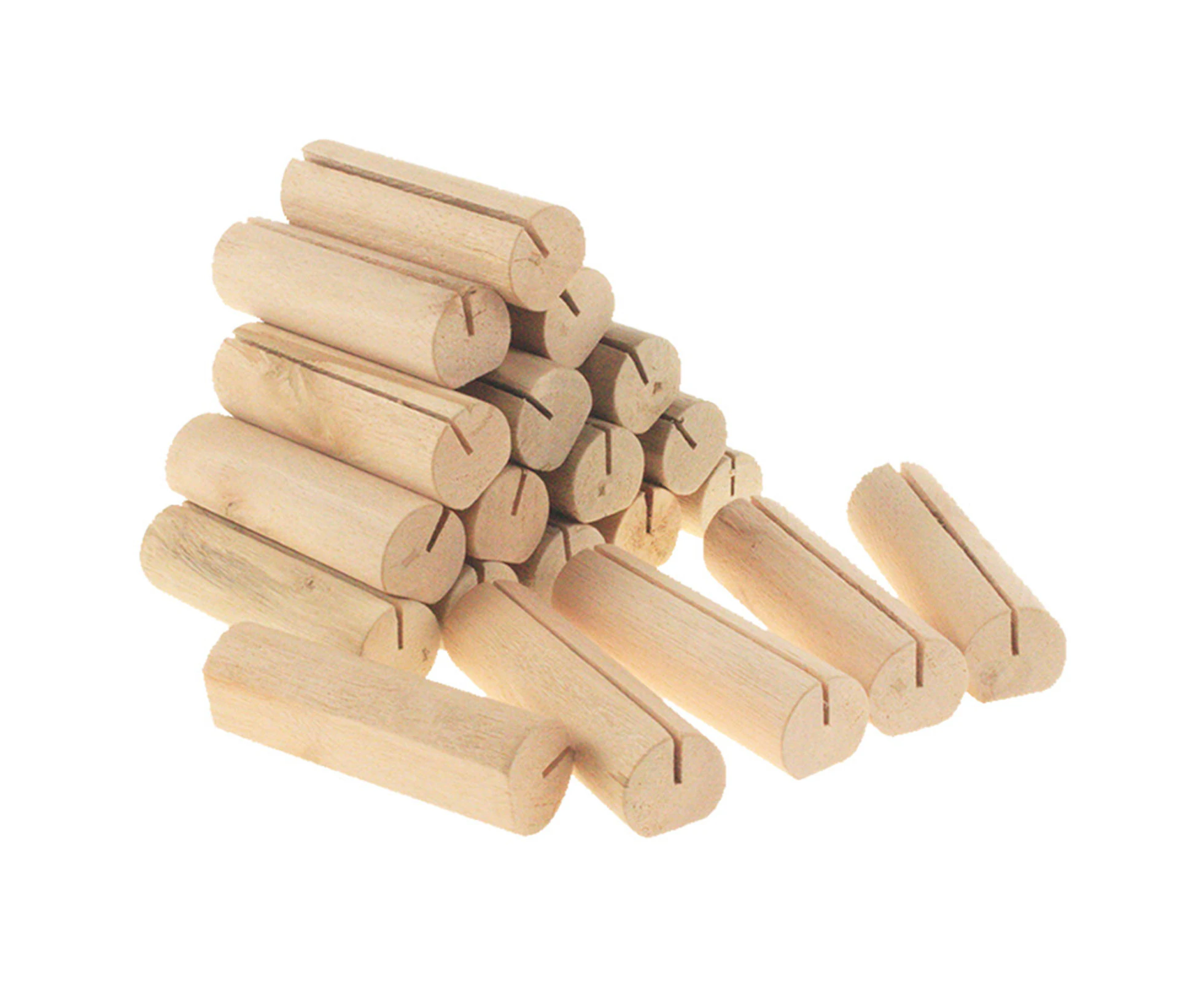 Portable Place Card Holders Wood Cylinder Shape Table Name Sign Stand for 20pcs