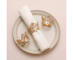 Minbaeg 6Pcs Napkin Ring Hollow Out Eye-catching Metal Creative Crown Shape Serviette Circle for Banquet-Golden