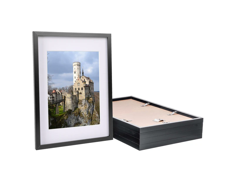 Nicola Spring Photo Frames with A4 Mount - A3 (12" x 17") - Black/White - Pack of 5
