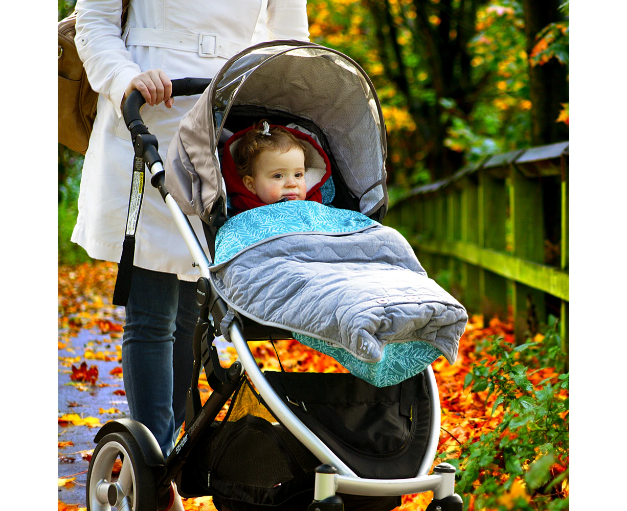 Outlook Baby Pram Quilt/ Footmuff - Teal Fern Leaf