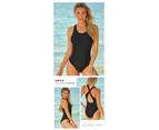 Women's One Piece Swimsuit Cross Straps Swimsuits Tummy Control Bathing Suit-black