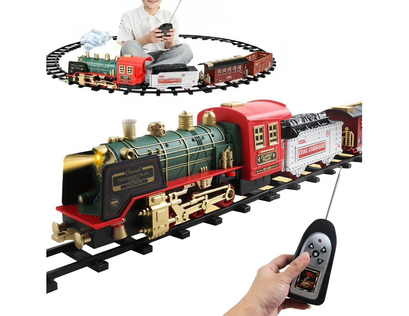 Electric Steam Train Set with Sound and Light Christmas Train Set Toys Birthday Gifts