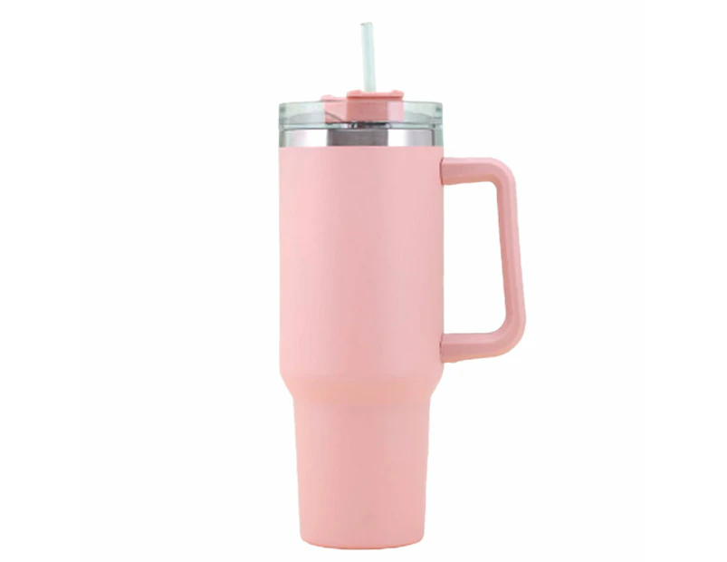 1pcs Portable Insulation Cup Stainless Steel Straw Cup Straw Popsicle Cup Car Portable Insulation Cup - Light pink