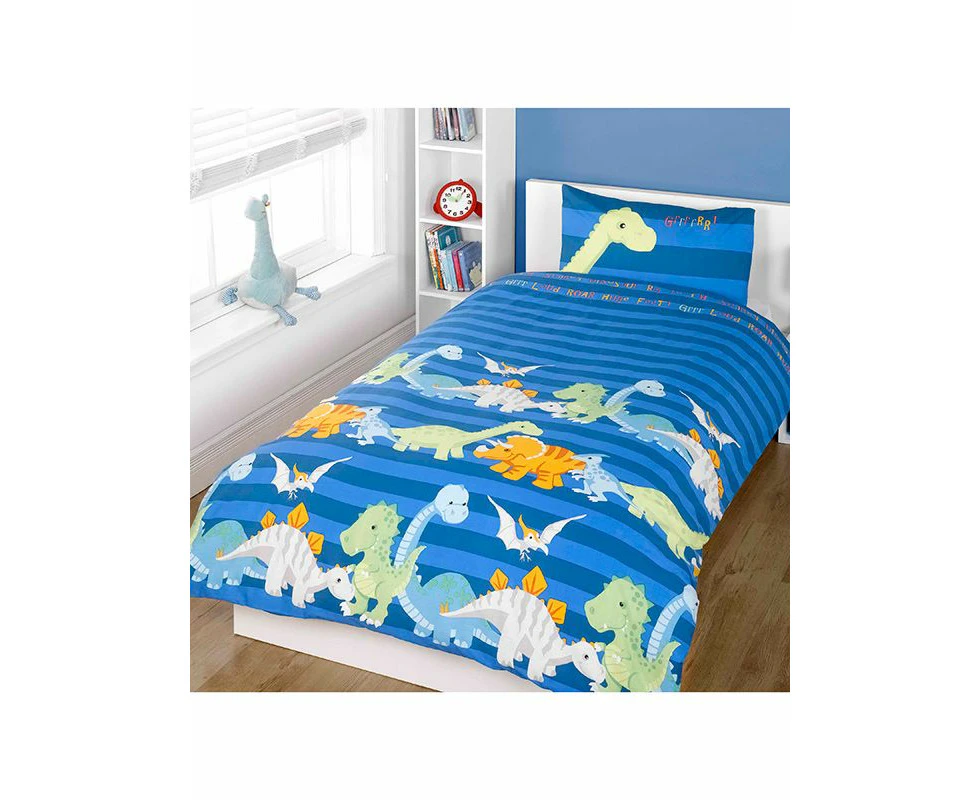 Dinosaurs Blue Junior Toddler Duvet Cover & Pillowcase Set