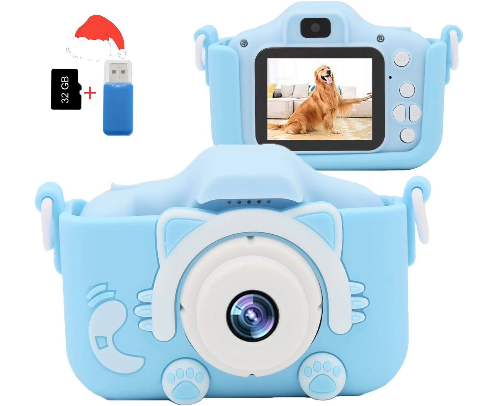 Kids Camera, HD 2.0 Inches Screen Child Selfie Video Camera Digital Camcorder Toys with Soft Silicone Cute Cat Case