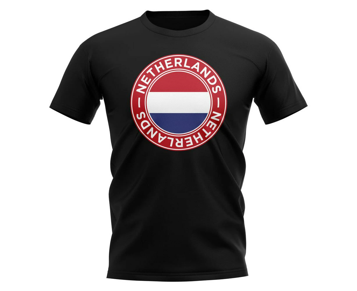 Netherlands Football Badge T-Shirt (Black)