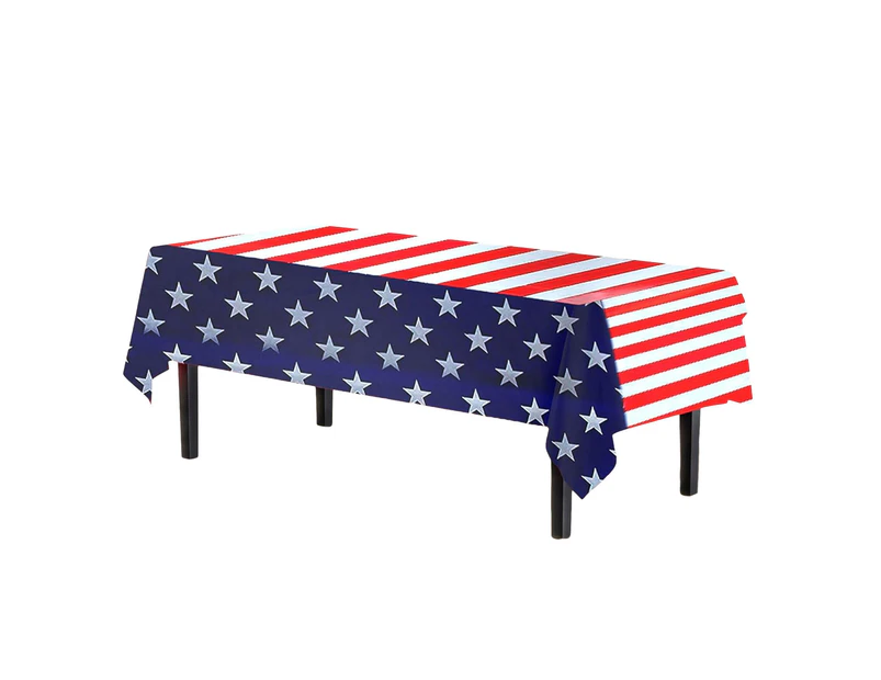 3Pcs Star Stripes US Flag Pattern Table Cloth Disposable Tablecloth Oil-proof Waterproof Rectangle Tablecloth Party Table Cover