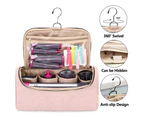 Portable Storage Bag with Hanging Hook for Hair Curler Accessories-Pink