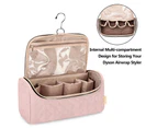 Portable Storage Bag with Hanging Hook for Hair Curler Accessories-Pink