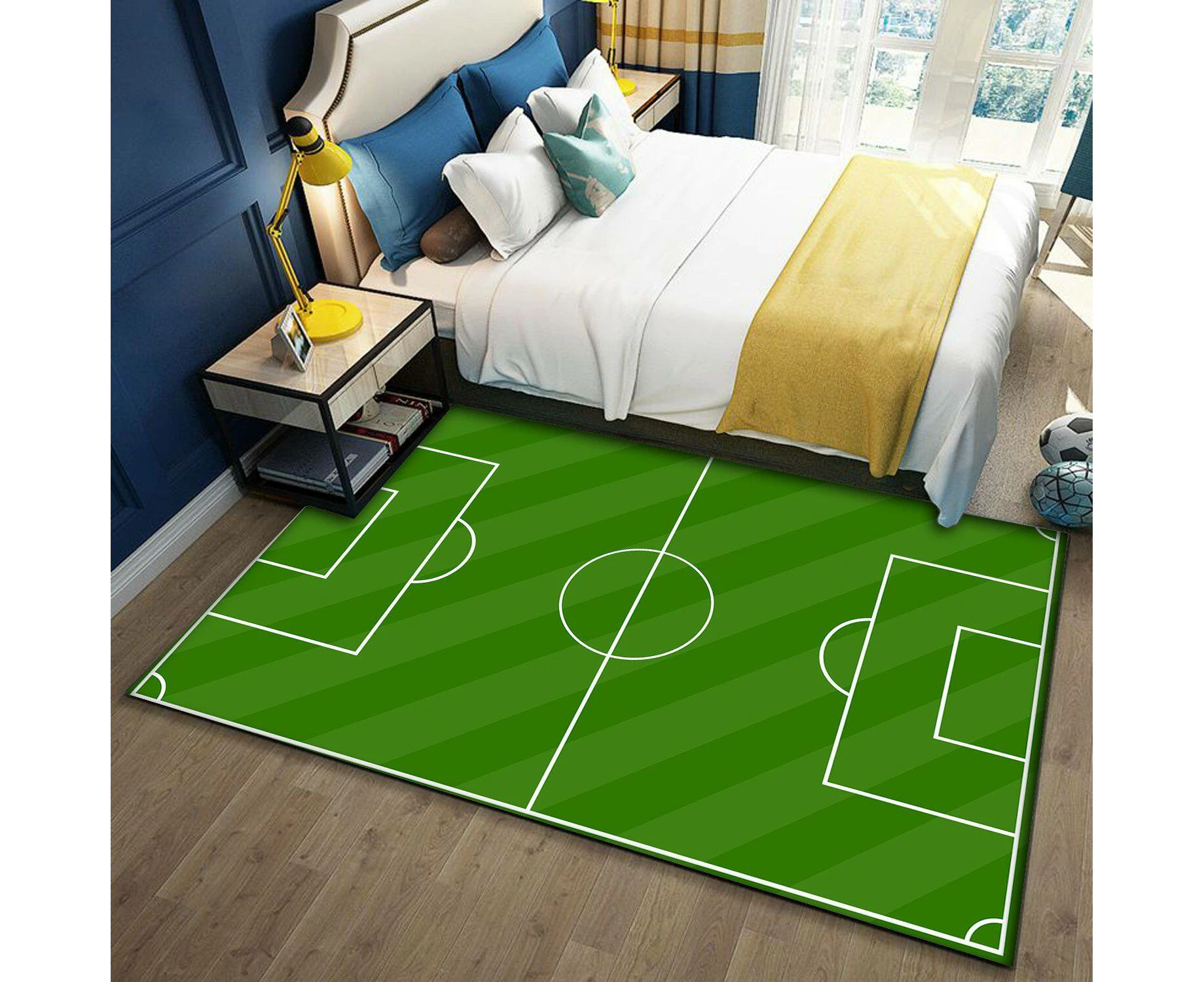 80x120cm Kids Rug Soccer Field Rug Football Rug Carpet Playmat Fun Sports Area Rugs for Boys - Style 13