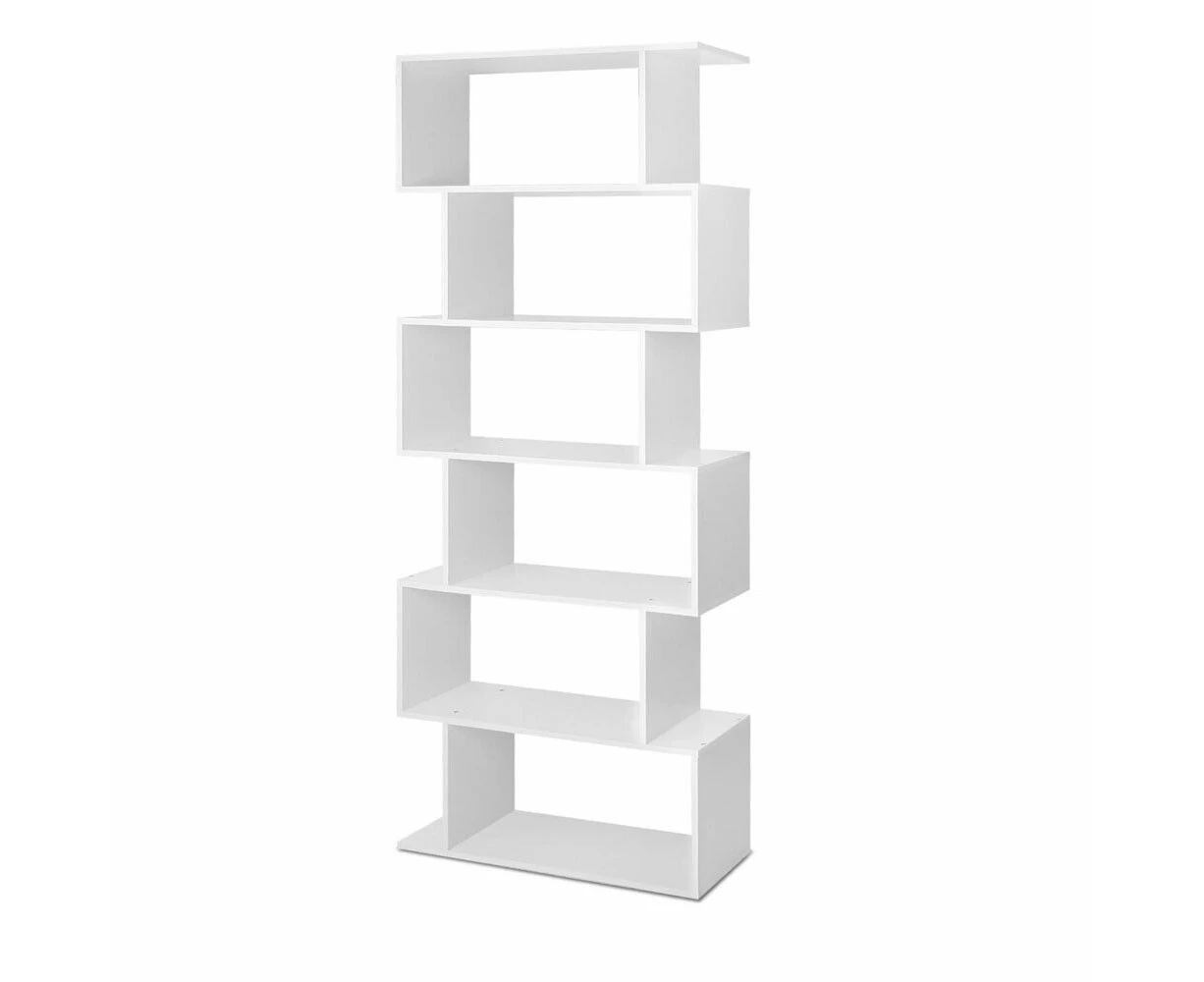 6 Tier Display Cabinet Shelf Storage Bookshelf Bookcase Stand Rack White