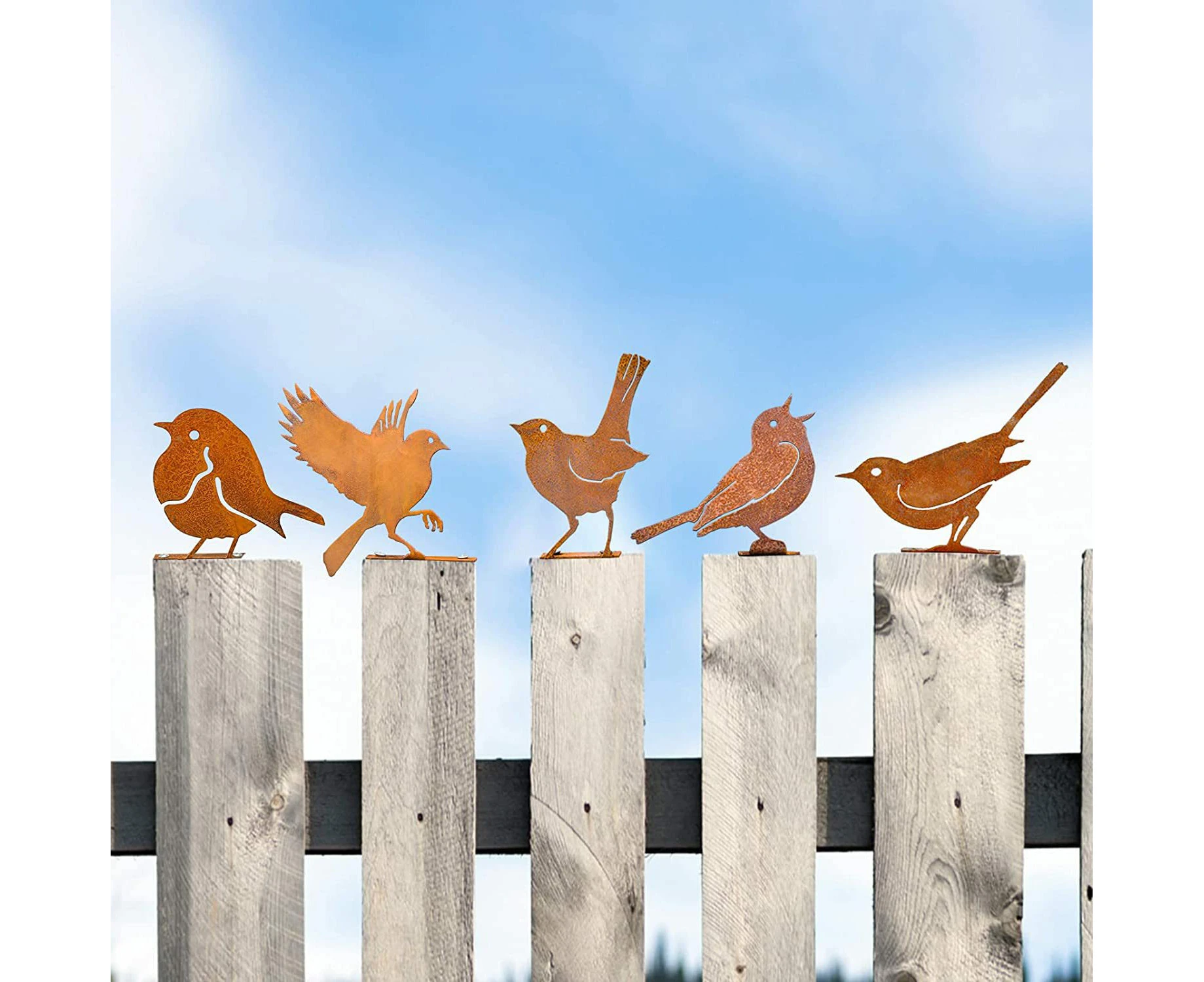 5pcs Rusty Bird Decoration Realistic Metal Bird Garden Decoration Silhouette Simulation Metal Bird Statue Home Decoration Rusty Outdoor Patio Yar