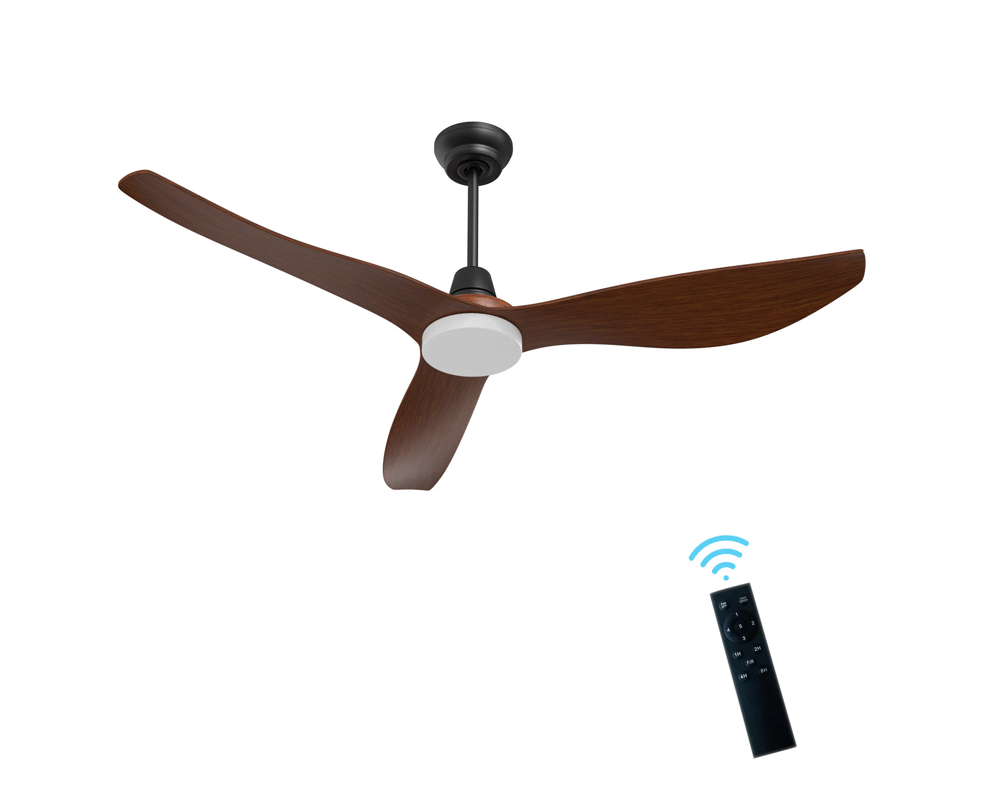 MARSEILLE 52" Ceiling fan 3 ABS blades Walnut Hand-Print with Remote Control & LED Lamp