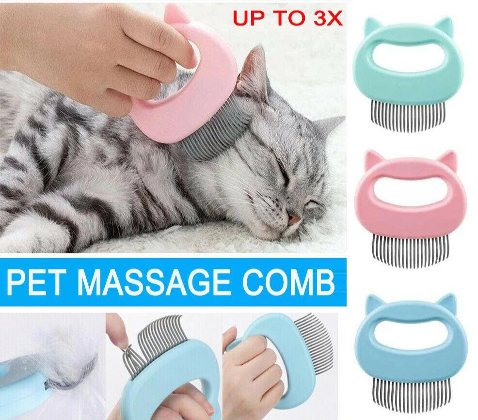 3xrelaxing Cat Comb Massager Pet Grooming Brush Dog Hair Removal Open Knottool