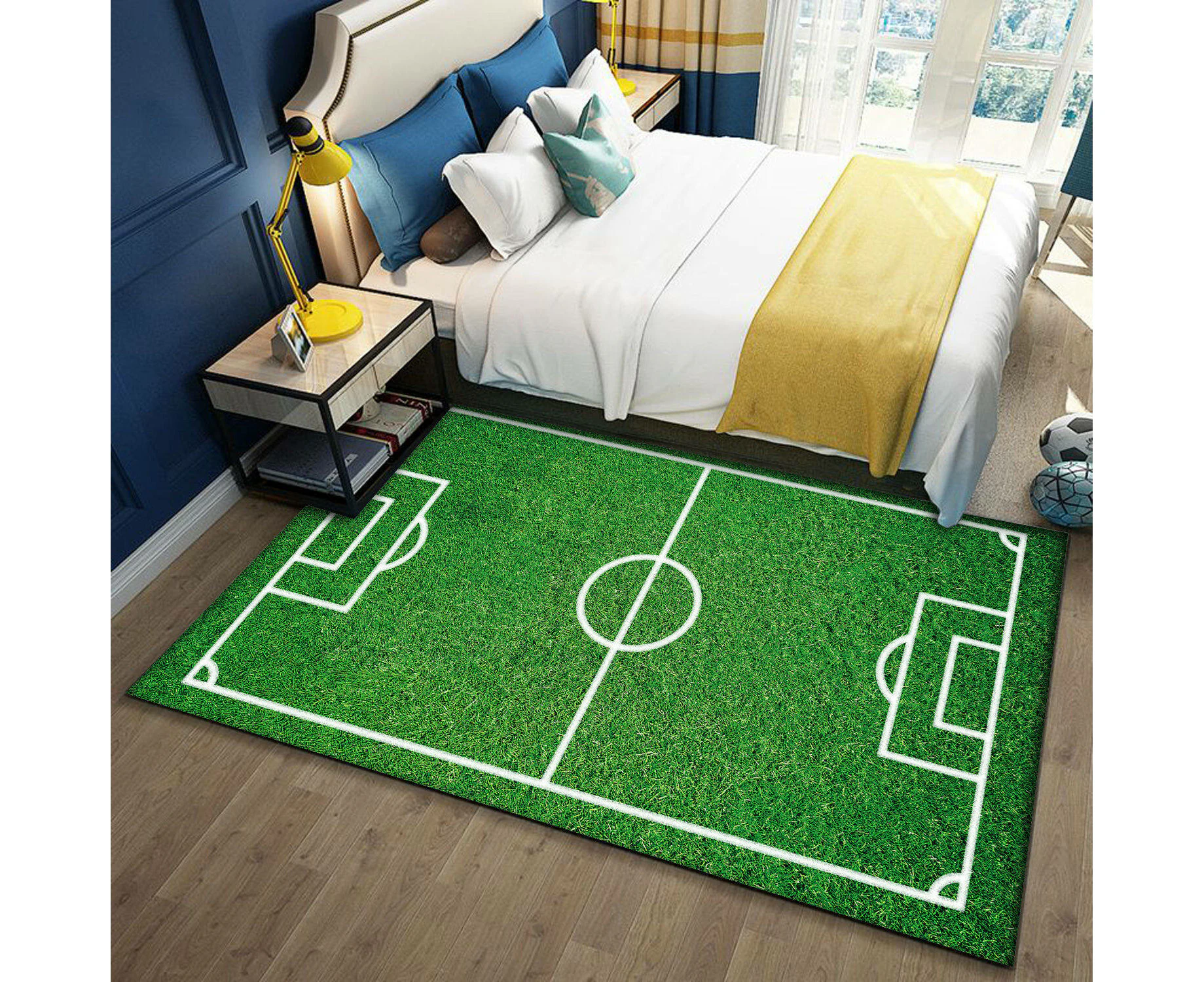 60x120cm Kids Rug Soccer Field Rug Football Rug Carpet Playmat Fun Sports Area Rugs for Boys - Style 10