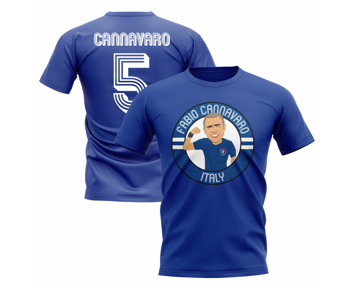 Fabio Cannavaro Italy Illustration T-Shirt (Blue)