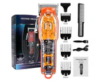 Professional Transparent Electric Trimmer Men Beard Trimming Clippers USB Rechargeable Machine Hair Cutting Clippers Shaving - Orange