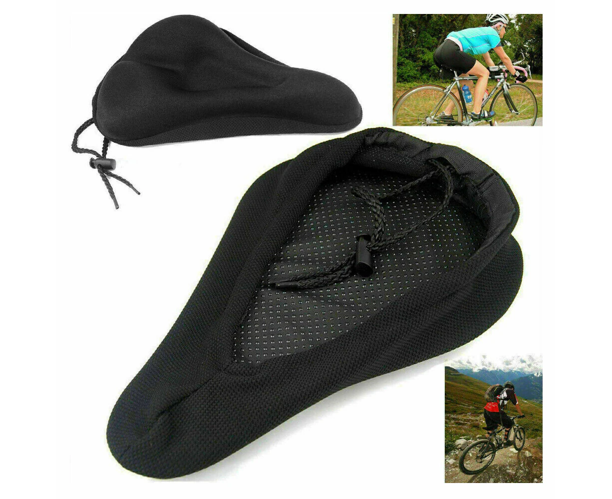 3D Bike Seat Cover Silicone Thick Comfort Gel Cycling Bicycle Saddle Cushion Pad