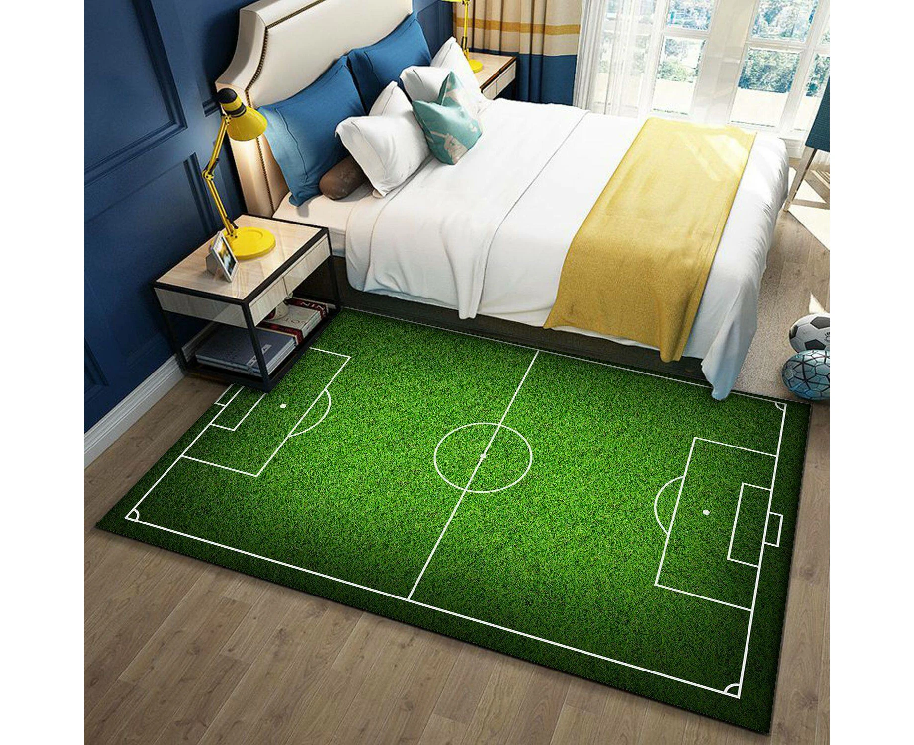 50x80cm Kids Rug Soccer Field Rug Football Rug Carpet Playmat Fun Sports Area Rugs for Boys - Style 02