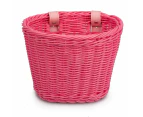 Bicycle Front Basket Handwoven Kid Adult Bike Handlebar Carrier Bag Pink