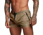 Mens Swimming Shorts Boxer Swimming Trunks Water Sports Shorts Quick-Drying-Khaki