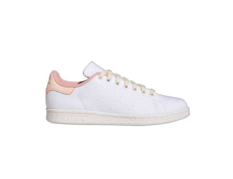 Womens Adidas Stan Smith Originals Sneakers White/Pink Tint Shoes Synthetic Leather - White/Pink Tint