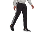 Adidas Mens Aeroready Essentials Tapered Cuff Woven 3-Stripes Black Pants Polyester