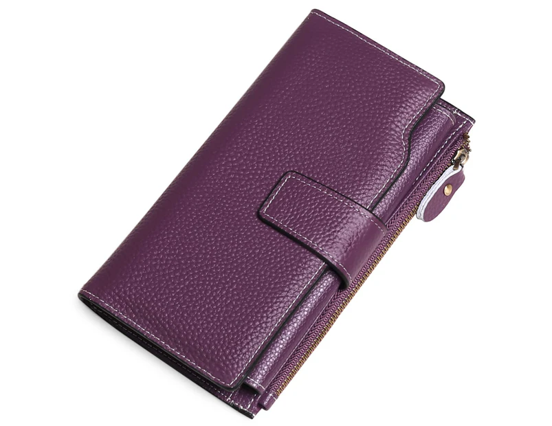 Women Leather Wallets RFID Blocking Clutch Card Holder Ladies Purse with Zipper Pocket