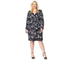 Plus Size - Rebel Wilson Printed Faux Wrap Dress - Confetti Blur