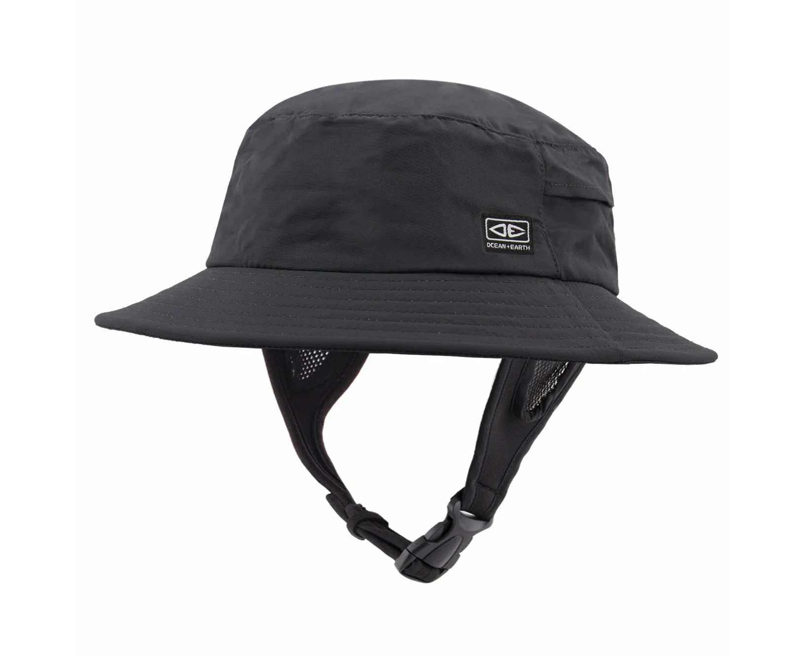 Ocean & Earth Bingin Kids Soft Peak Bucket Surf Hat With Chin Strap Black