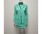 Suit Suit Women's Short Skirt Suit Two-piece Dress Dress Long Sleeve Temperament Plaid Printed Popular Vacation Casual -light green