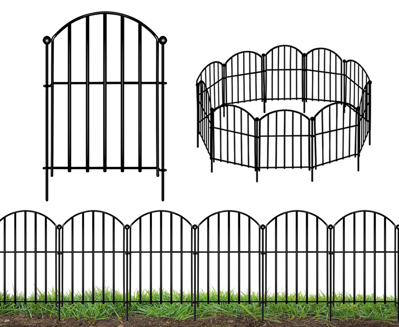 SpringUp 10packs Decorative Garden Fence Rustproof Metal Wire Border Animal Barrier Flower Edging, 330x63CM