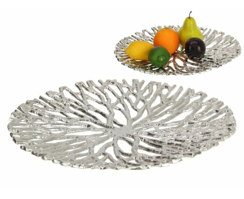 1pc 35cm Silver Coral Decor Platter Beach Ocean Jewellery Fruit Tray Party Table