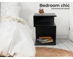 Bedside Table Drawers Side Table Wood Nightstand Storage Cabinet Bedroom Black