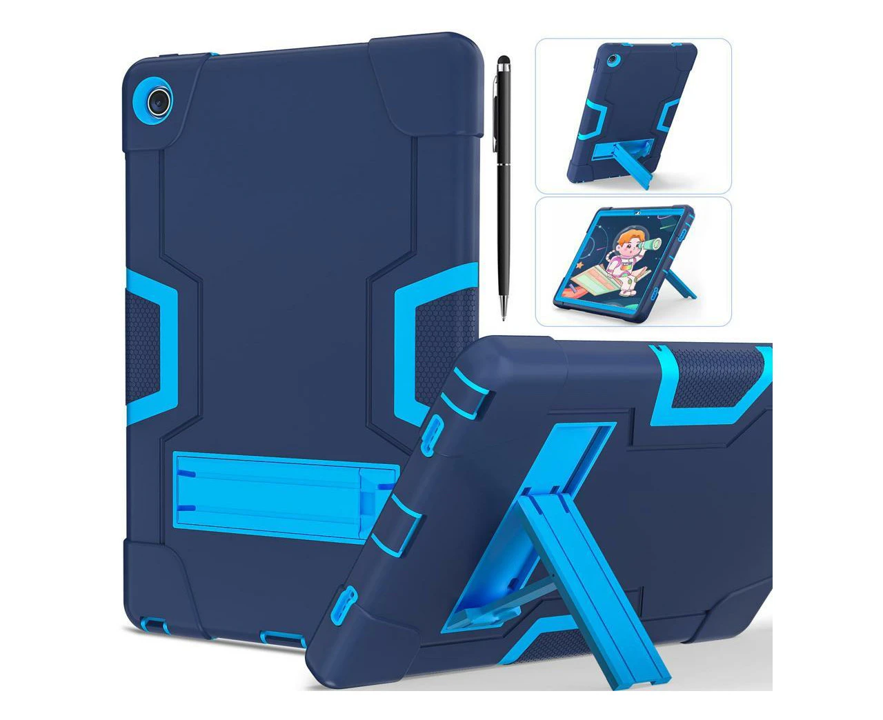 Case for Lenovo Tab M10 Plus 3rd Gen 10.6 Inch 2022 with TB-125FU TB-128FU TB-128XU with Kickstand Shockproof Protective Cover with Stylus Pen Navy Blue