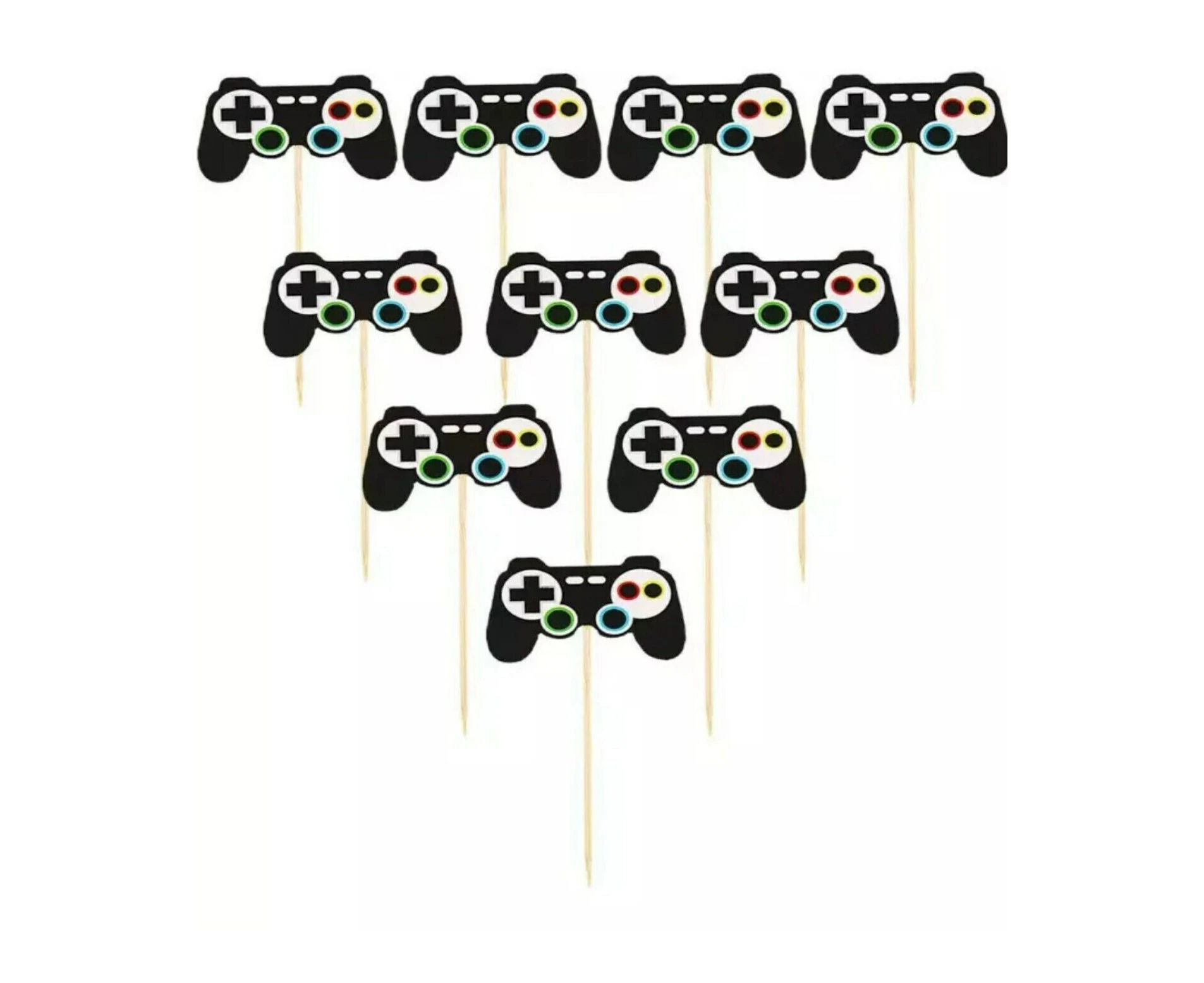 24pcs Gamer Cupcake Toppers | Video Game Controller Toppers | Kids Birthday Party Decorations