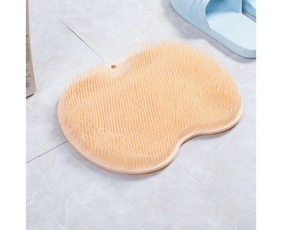 Multifunctional Shower Foot Scrubber for Use in Shower Bathroom Suction Cup Silicone Non-Slip Massage Pad -Orange