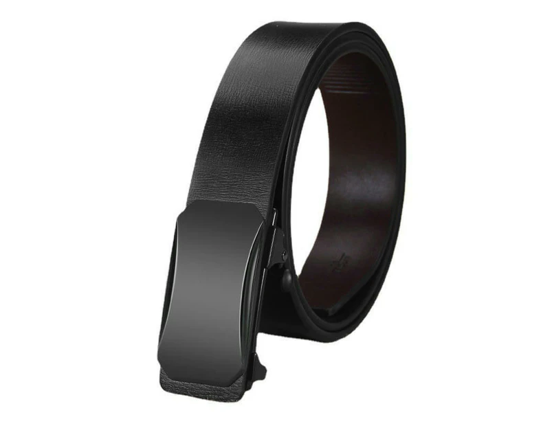 Ratchet Belt for Men, Genuine Leather Belt with Automatic Slide Buckle-Black 2