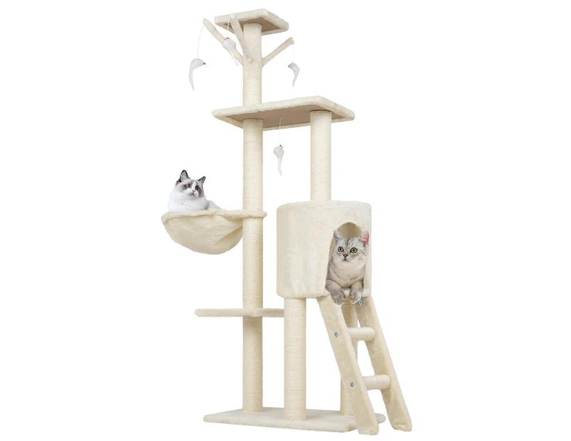 Advwin 145cm Cat Tree Kitten Furniture Condo Post Scratching Multi-Level Tower, Beige