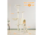 Advwin 145cm Cat Tree Kitten Furniture Condo Post Scratching Multi-Level Tower, Beige