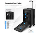 Costway 38L Lightweight Luggage Trolley Travel Suitcase Height Adjustable w/TSA Locker&USB Port Black