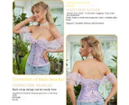 Women Floral Lace Off Shoulder Corset Bustier Boned Overbust Corset Bodyshaper Lingerie Top-green