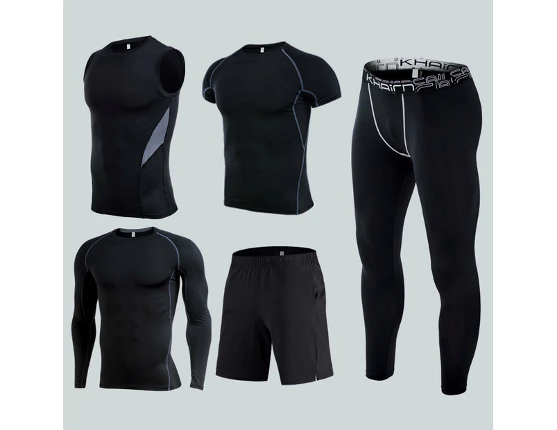 Men's Thermal Underwear Sets Winter Gear Men's Base Layers Long Pants Quick Dry Tights-Five piece Pattern 26