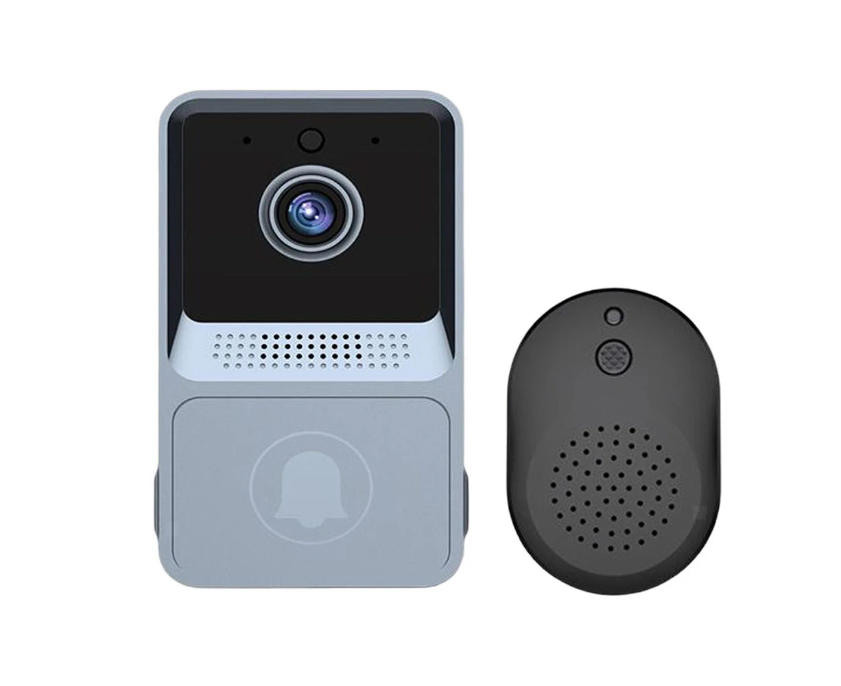 Wireless Doorbell WiFi Smart Video Night Vision Security Door Bell with Dingdong Machine for Home Monitor-Grey